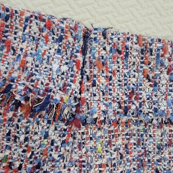 Parker Multi Color Tweed Skirt Velvet Ribbon tie Faux Wrap Size 4 - Picture 10 of 15